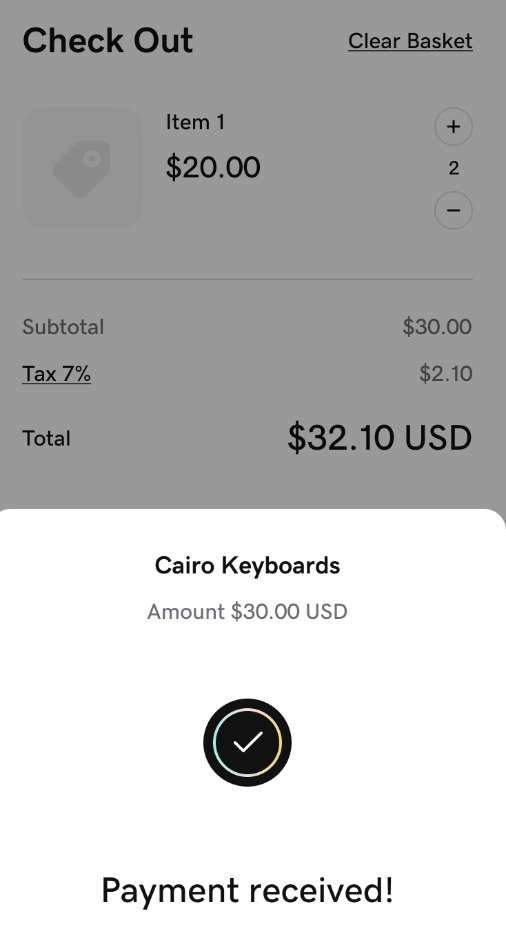 Checkout confirmation screen